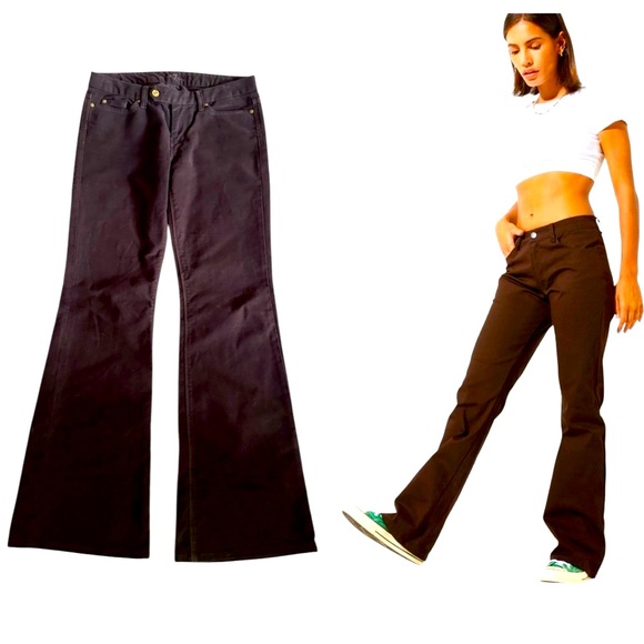 7 For All Mankind Miller Low Rise Flare Wide Leg Jeans Chocolate Brown Sz 10/30 - Picture 1 of 15